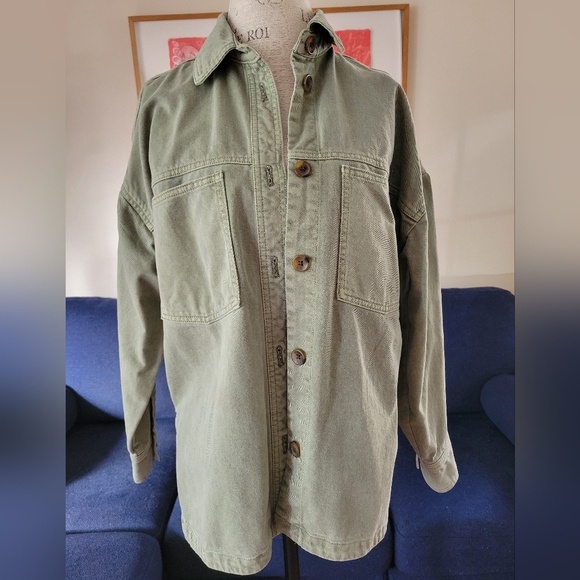 NWOT oversized Khaki chore jacket - Picture 2 of 7